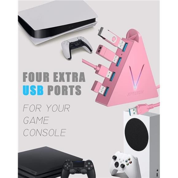 4-Port USB 3.0 Hub, FlyingVHUB Vertical Data USB Hub with 2 ft Extended Cable - Picture 3 of 6